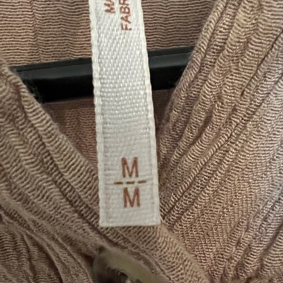 Free People Stars Lace Crochet Embellished Button Down Shirt Top Brown Beige M - Picture 10 of 11